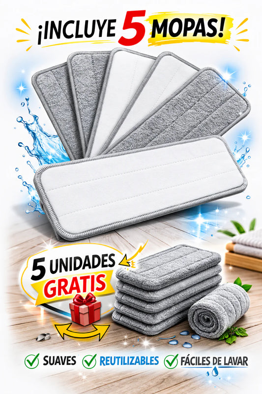 PACK CUBO CON MOPA 360º + 5 RECAMBIOS GRATIS